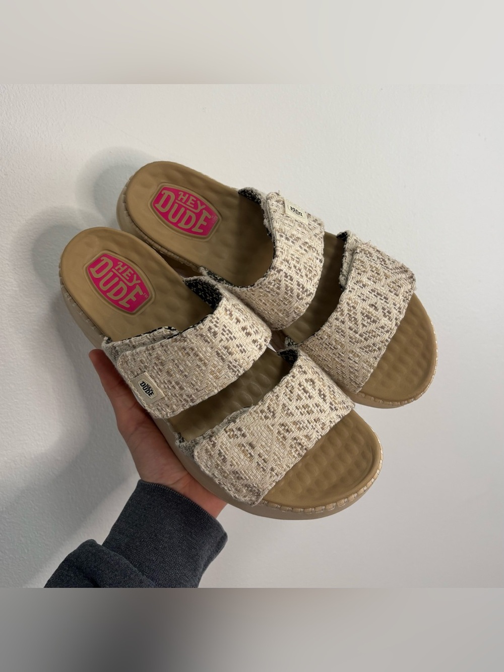 HEYDUDE Women's Delray Slide Surf Baja Sandals - Boho Woven Two-Strap - Size W8